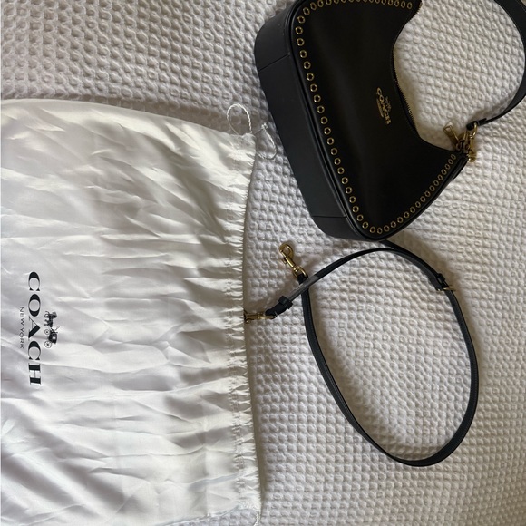 Coach Black Shoulder Bag with Gold Eyelets - Picture 2 of 4